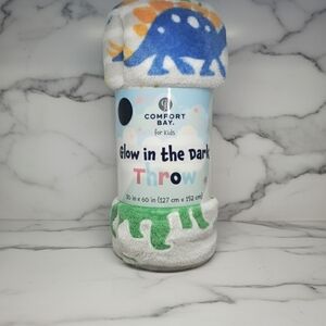 Comfort Bay Kids Glow in the Dark Dinosaur Throw - Blue and Green